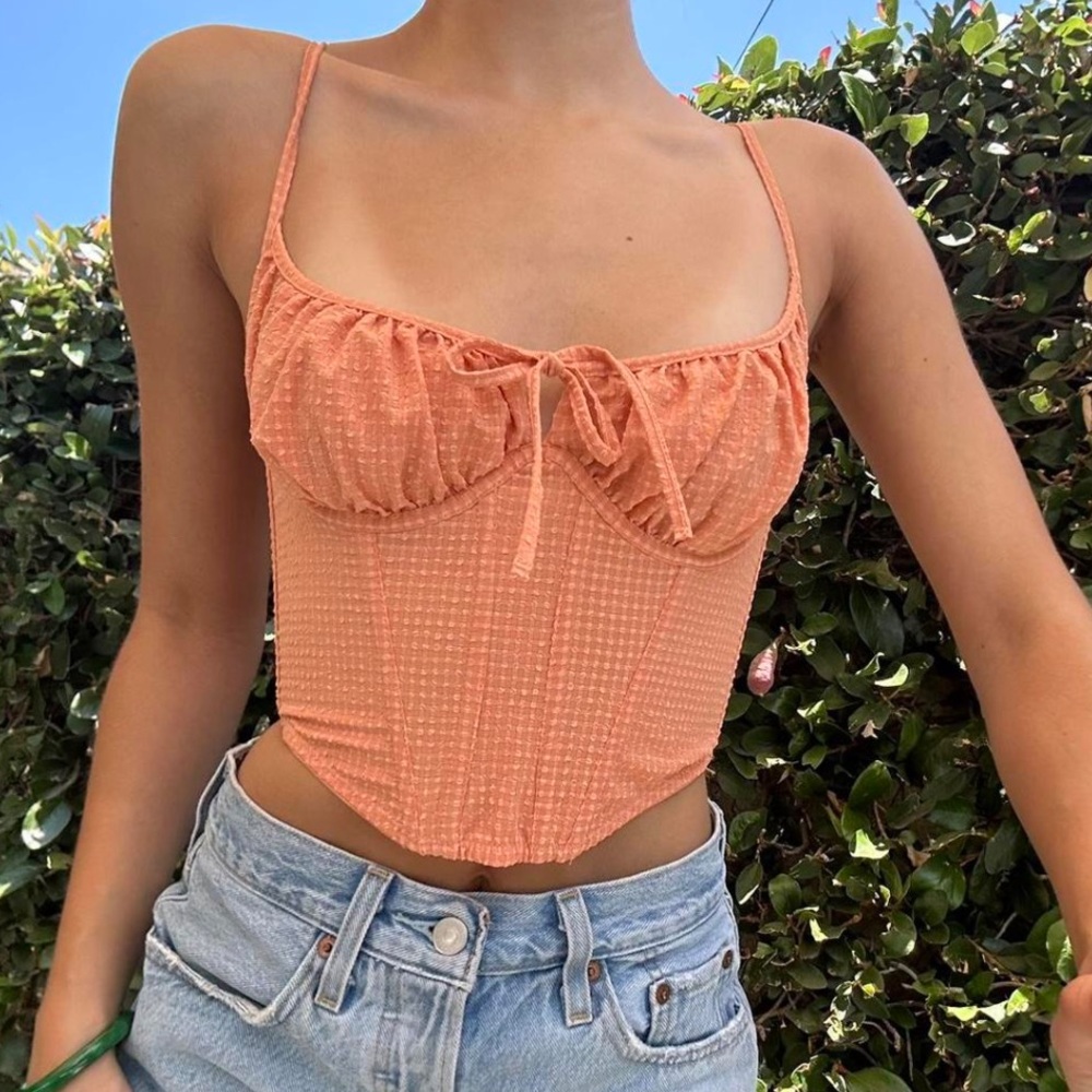 Urban Outfitters Out From Under Devon Corset in Orange Gingham